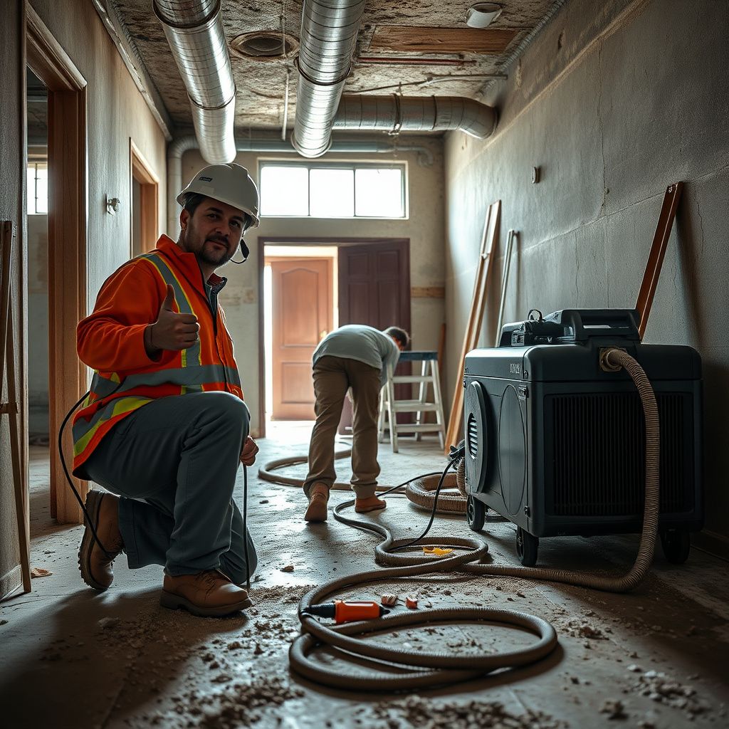 A North Pro Mold Removal technician explaining a mold remediation plan to a homeowner in a Blanket, Texas living room.