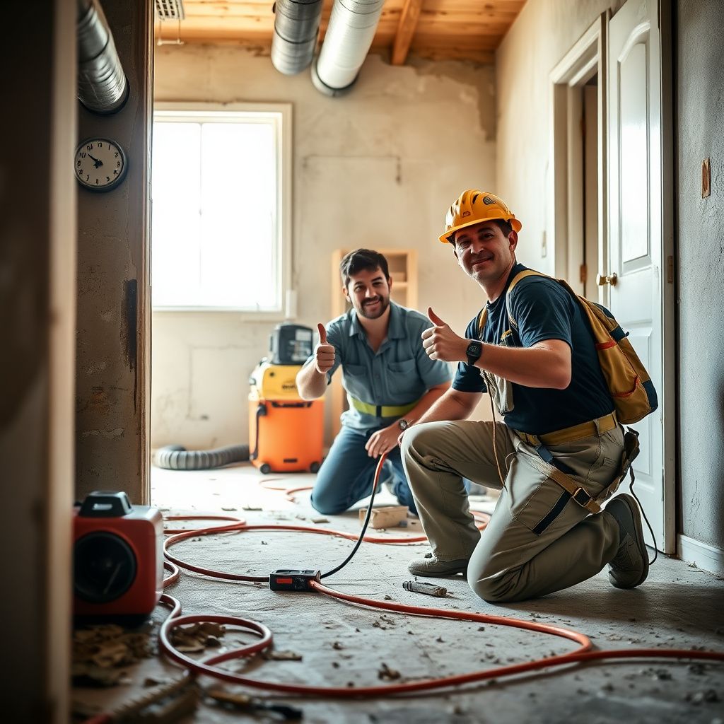 A North Pro Mold Removal technician explaining the mold remediation process to a homeowner in Mullins, Texas.