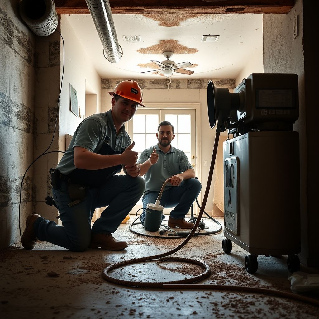 A certified mold remediation technician from North Pro Mold Removal explaining the process to a homeowner in Santa Anna.