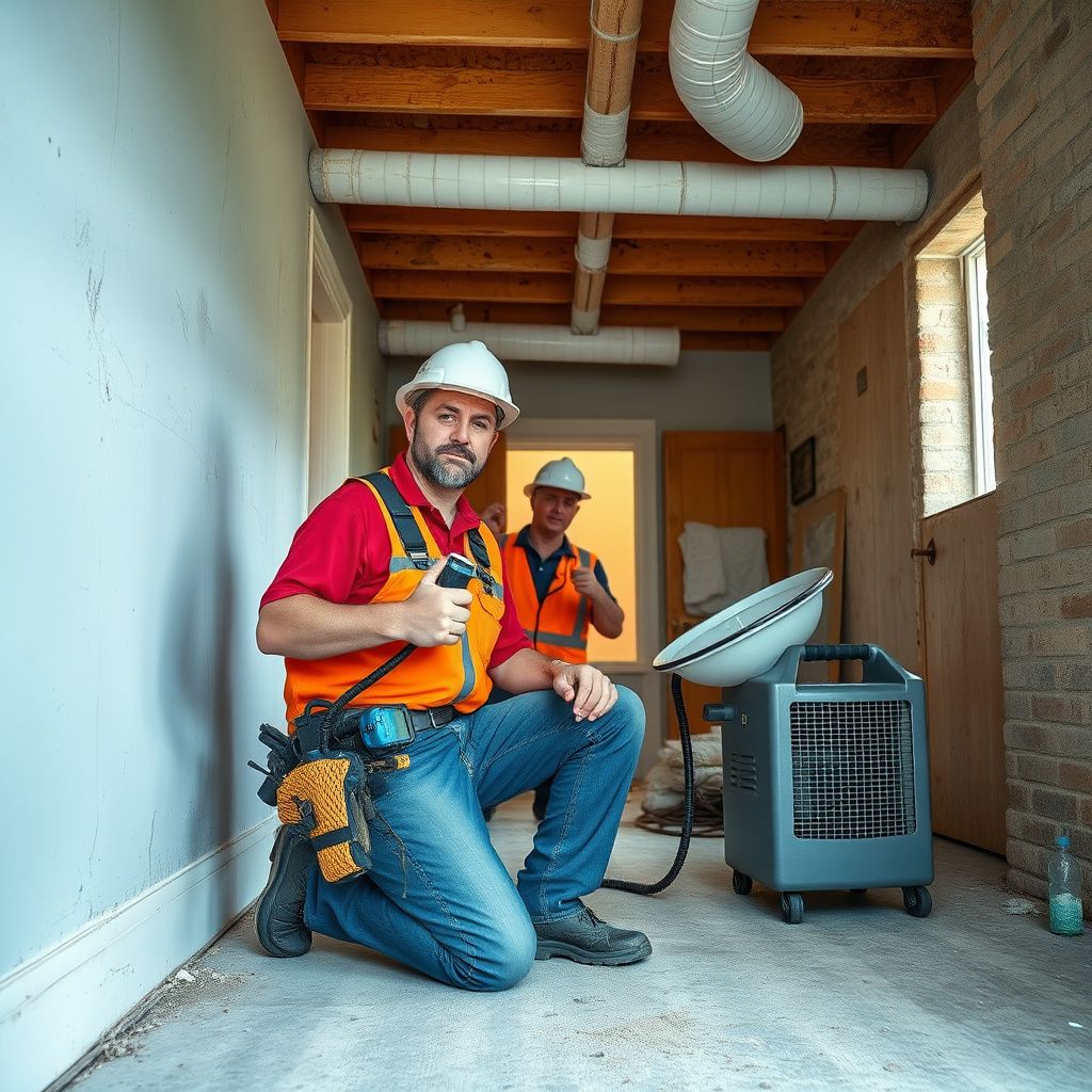 A North Pro Mold Removal technician explaining a remediation plan to a Brownwood homeowner inside a clean, well-lit living room.